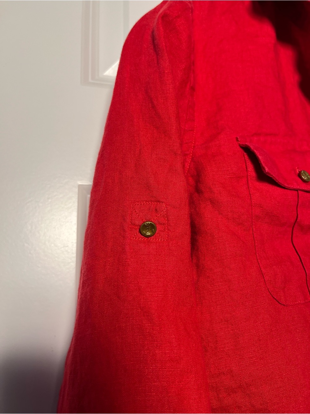 Lauren Ralph Lauren Red Button-Down Shirt Small Petite Workwear - Picture 4 of 9
